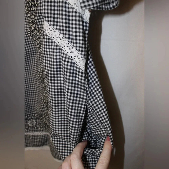 Women’s Free People Sunny Day Mini Summer Plaid Embroidered Shift Sundress Med - Picture 7 of 13